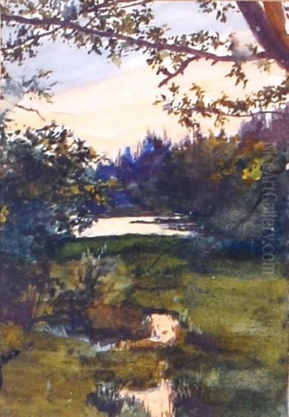 Maud Nicholls - Pools On Mousehold Heath Oil Painting by Catherine Maude Nichols