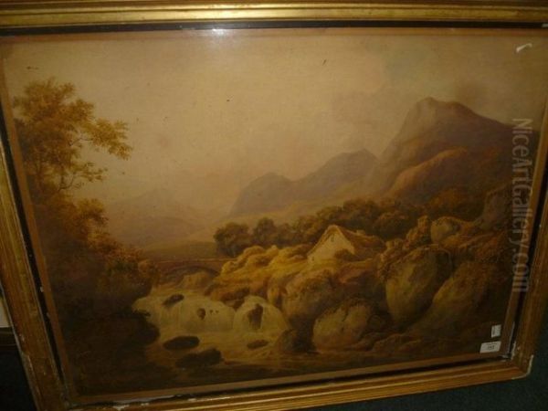 Mountains And A River Oil Painting by Nicholson, F.