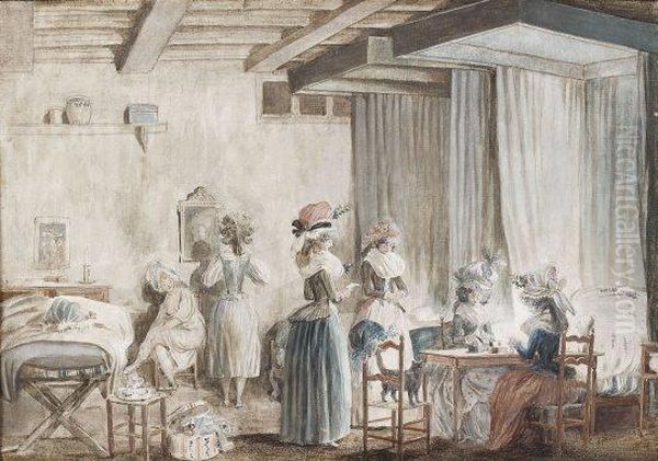 La Toilette Des Dames De Compagnie Oil Painting by Niclas II Lafrensen