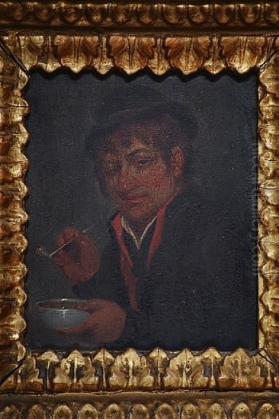 Boy Holding Ewer And Another Of A Man Holdinga Bowl And Smoking A Pipe Oil Painting by Erskine E. Nicol