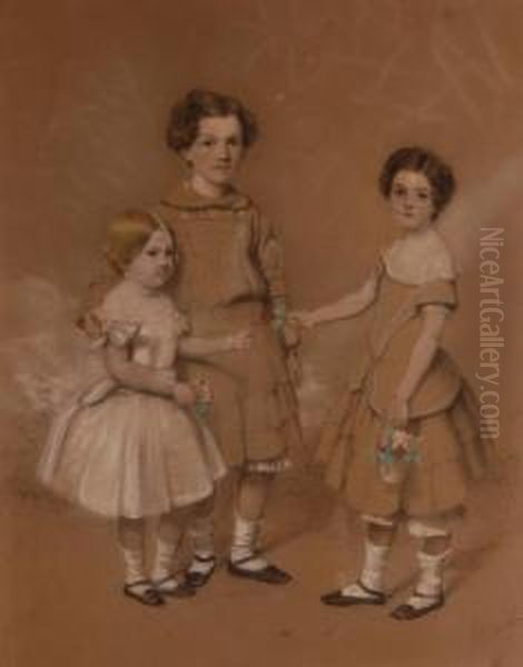 Portrait Of 3 Children Oil Painting by John Watson Nicol