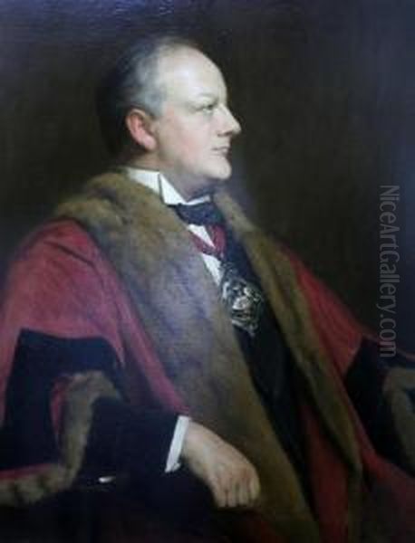 Portrait Of W.guy W.radford Master Of The Ironmongers Company Oil Painting by John Watson Nicol