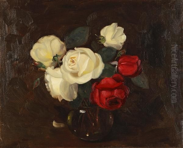 Red And Cream Roses Oil Painting by John Watson Nicol