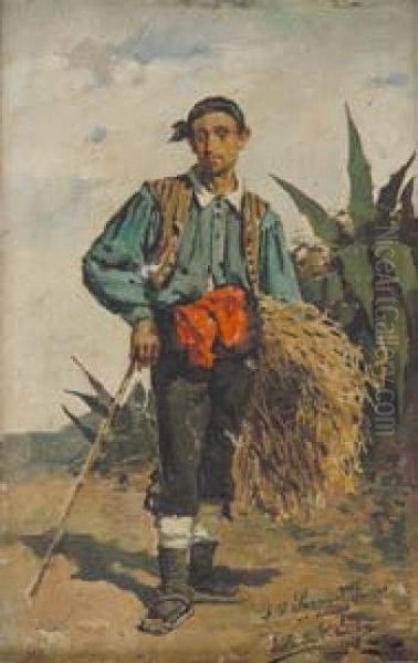 Campesino Con Haz De Heno Oil Painting by Vicente Nicolau Cotanda