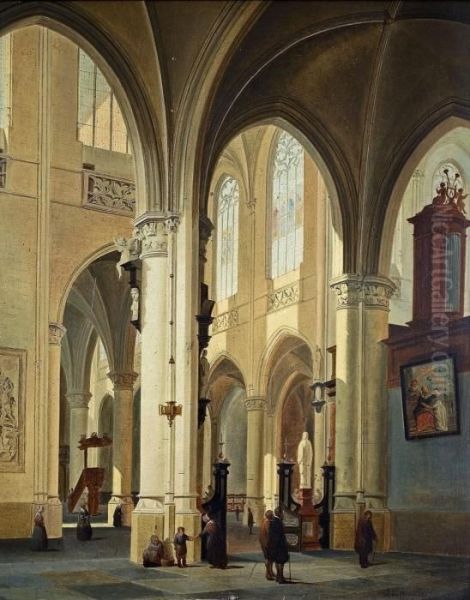 Kircheninterieur Mit Figurenstaffage Oil Painting by Josephus Christianus Nicolie