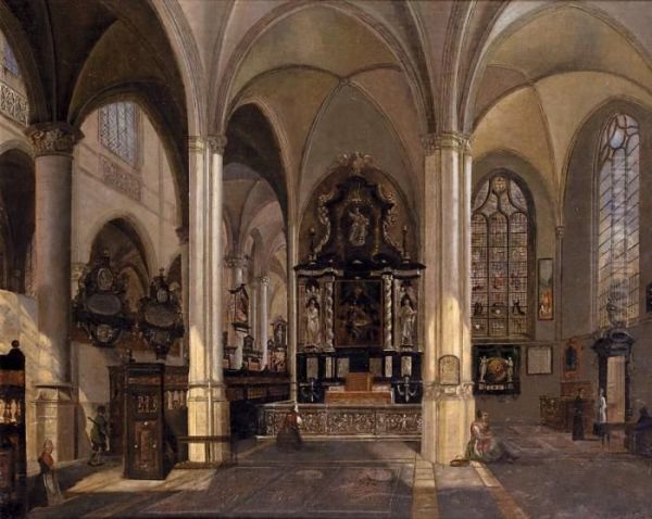 La Chapelle Saint-jacques A Anvers Oil Painting by Josephus Christianus Nicolie