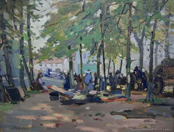 Market Scene, Brittany by Archibald Frank Nicoll