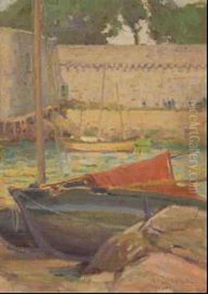 Harbour Scene Oil Painting by Archibald Frank Nicoll