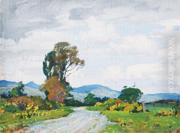 Back Road Near Halswell Oil Painting by Archibald Frank Nicoll