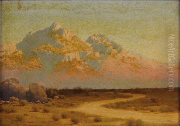 Oracle Ariz-across The San Pedro Valley Oil Painting by Audley Dean Nicols