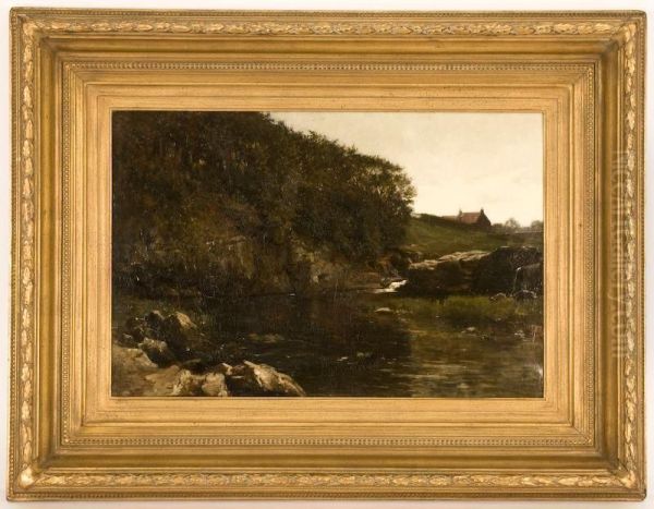 Depicting A River Landscape Oil Painting by John P. Nicolson