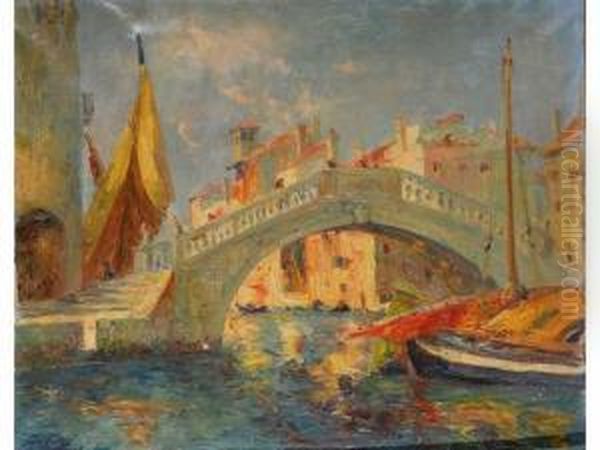 Venise, Le Pont Du Rialto Oil Painting by Francois Nicot