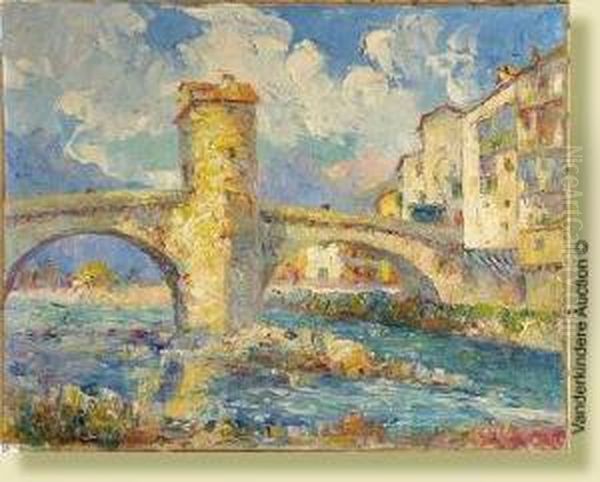 Pont Sur La Riviere En Provence Oil Painting by Francois Nicot