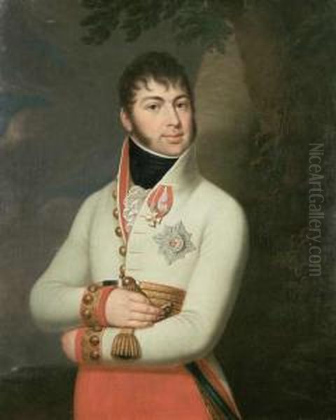 A Portrait Of An Aristocrat Oil Painting by Johan Niedermann