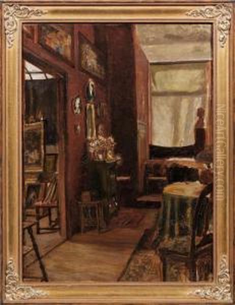 Wohnung Mit Atelier Deskunstlers In Berlin Oil Painting by August Heinrich Niedmann