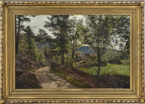 Morning At A Country Road, Mandal Oil Painting by Amaldus Clarin Nielsen