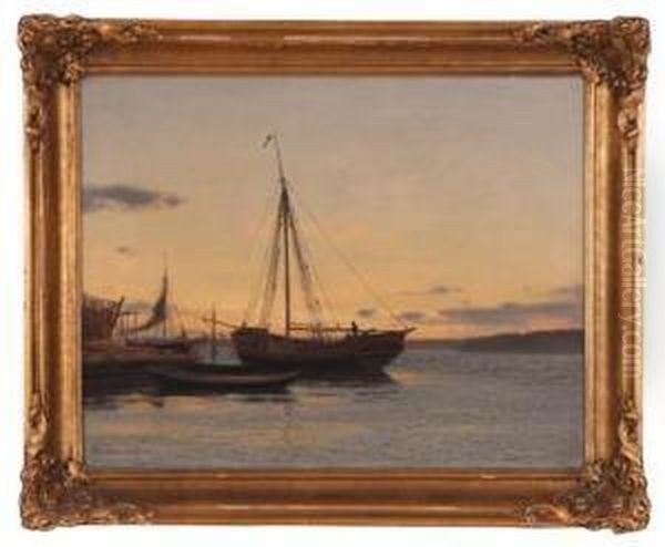 Aftenstemning Oil Painting by Amaldus Clarin Nielsen