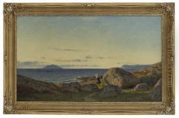 Aften Ved Stavenes Oil Painting by Amaldus Clarin Nielsen