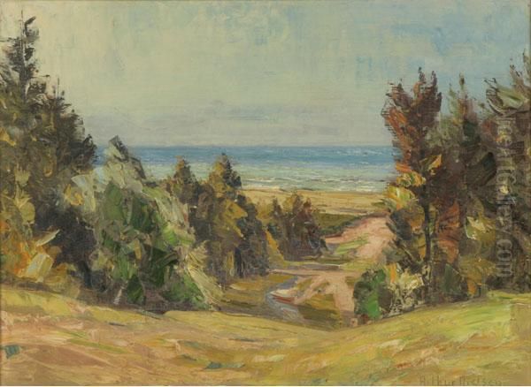 Distance View Of The Sea Oil Painting by Arthur Nielsen