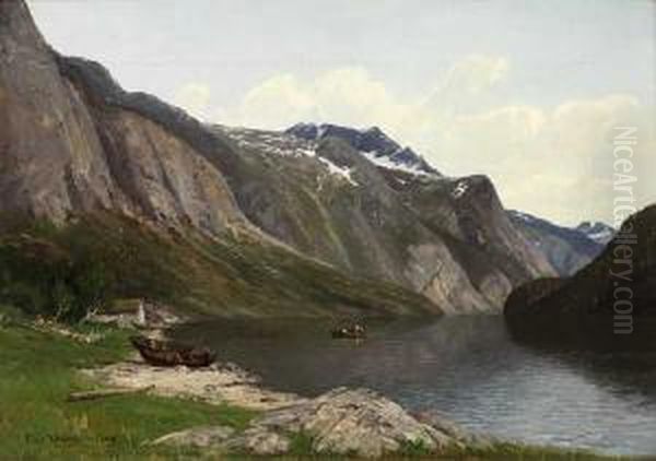 Fjordparti Oil Painting by Carl Nielsen