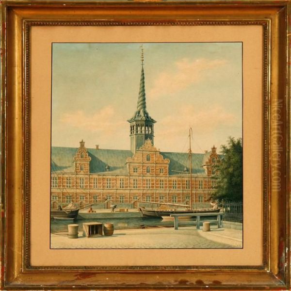 The Danish Stock Exchange In Copenhagen Oil Painting by Christian V. Nielsen