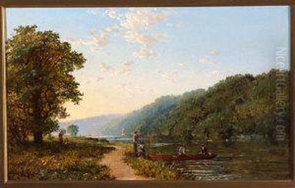 Near Pangbourne - On The Thames Oil Painting by A. Niemann