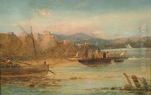 Mediterranean Harbour Scene Oil Painting by A. Niemann