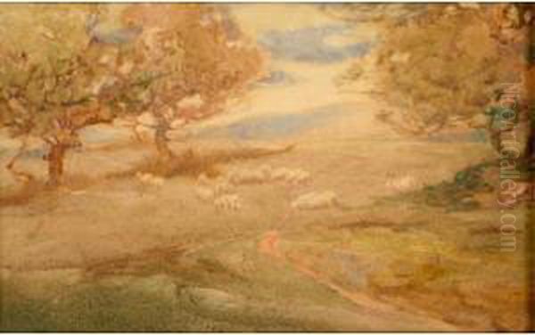 Pastoral Landscape With Sheep Oil Painting by John Henry Niemeyer