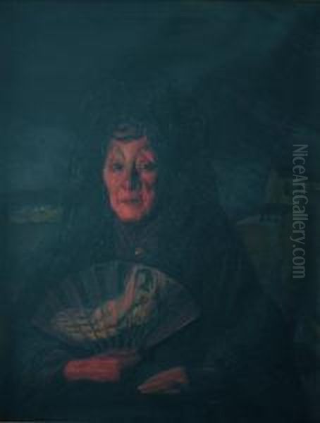 Dona Rosita, Segun Zuloaga Oil Painting by Enrique Nieto Uribarri