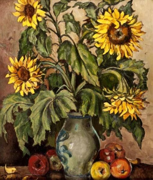 Still Life 
 Sunflowers Oil Painting by Paul Nietsche