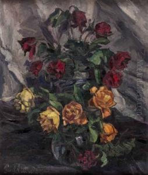 Still Life 
 Roses Oil Painting by Paul Nietsche