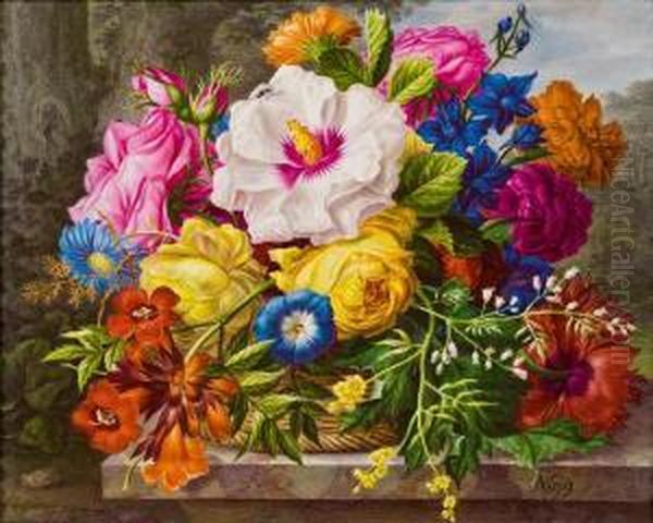 Blumenstillleben Oil Painting by Joseph Nigg