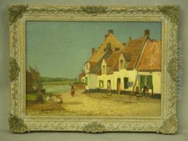 Fishing Cottages, 
Sunny Morning Oil Painting by Leonard Charles Nightingale