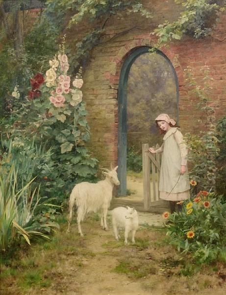 A Garden Gateway Oil Painting by Leonard Charles Nightingale