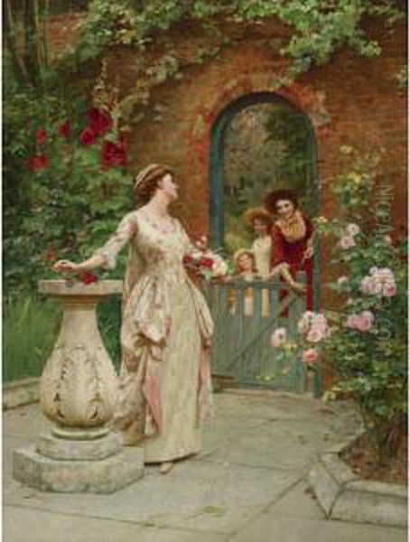 British 19th Century Midsummer Roses Oil Painting by Leonard Charles Nightingale