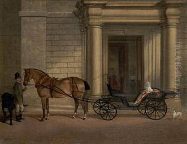 The Marquis Of Stafford's Horse And Carriage With Groom And Dogs Oil Painting by Robert Nightingale