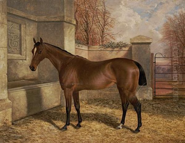 A Portrait Of Hunter 'lady Brayles' Oil Painting by Robert Nightingale