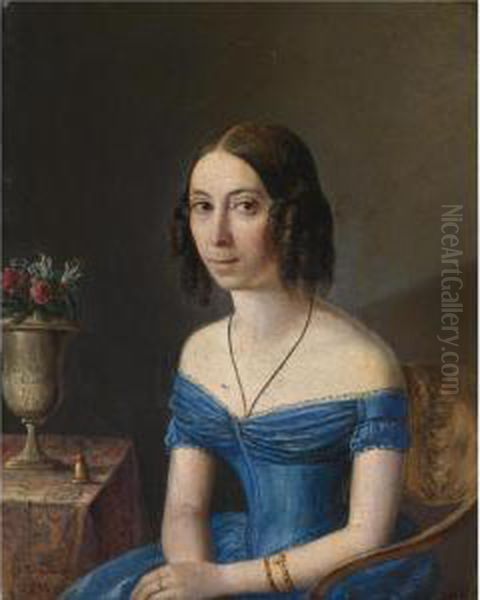 Portrait Of Elizaveta Alexandrovna Fishkova Oil Painting by Nikolai Alexeevich Burdin