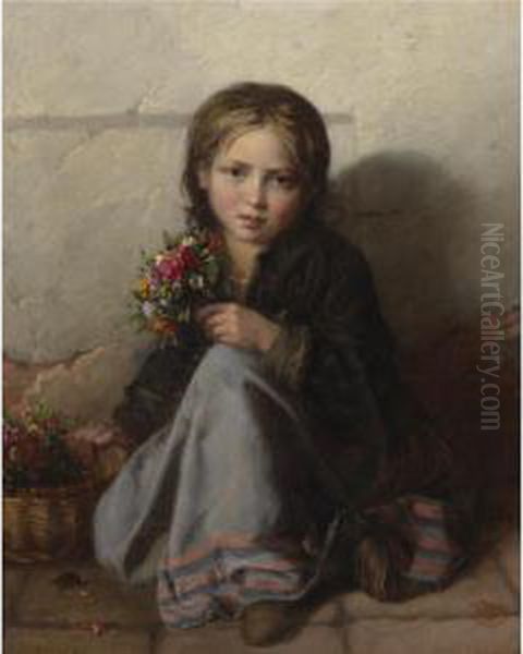 Portrait Of A Girl Oil Painting by Nikolai Efimovich Rachkov