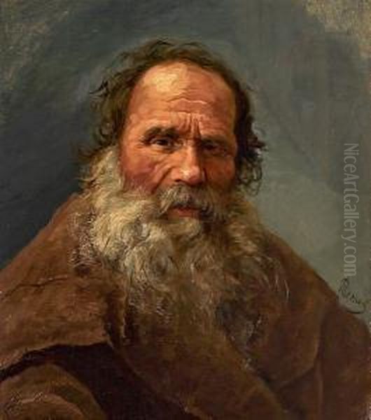 Portrait Of An Elderly Russian Gentleman Oil Painting by Nikolai Efimovich Rachkov