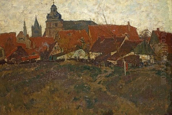 Eifeldorf In Herbstlicher Landschaft Oil Painting by Erich Nikutowski