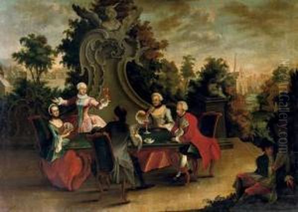 The Card Game Oil Painting by Johann Esaias Nilson