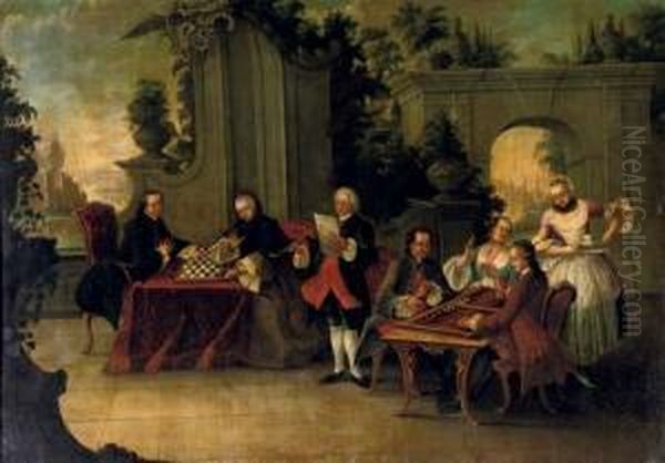 The Boardgame Oil Painting by Johann Esaias Nilson