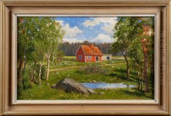 Den Roda Stugan Oil Painting by Seth Nilson