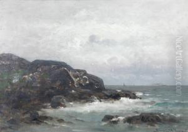 Branningar Vid Kust Oil Painting by Severin Nilson