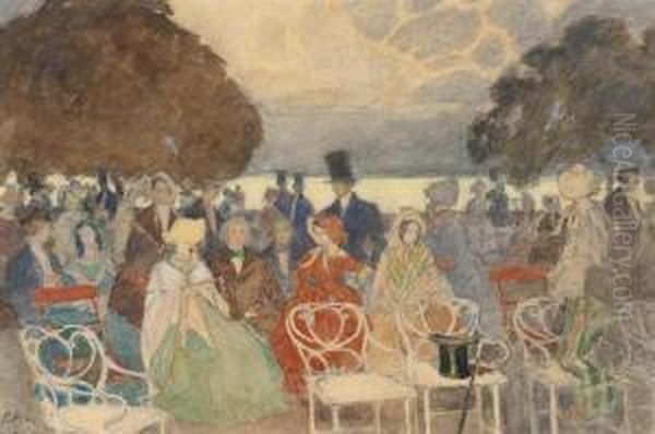 A Garden Party Oil Painting by Petr Alexandrovich Nilus