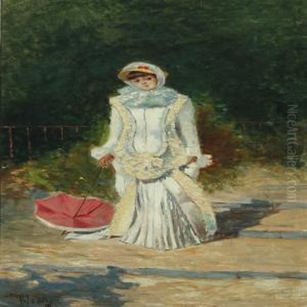 A Young Woman With Parasol by Jose Nin Y Tudo