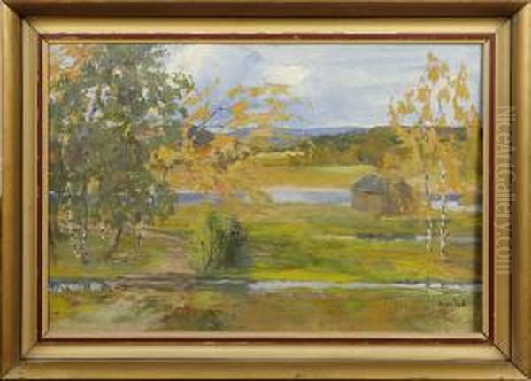 Hostlandskap Oil Painting by Axel Nipstad