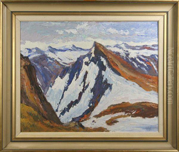 Snokladda Berg, Signerad Oil Painting by Axel Nipstad