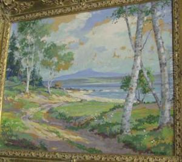 Birch-lined Path Oil Painting by Herkis Hume Nisbet